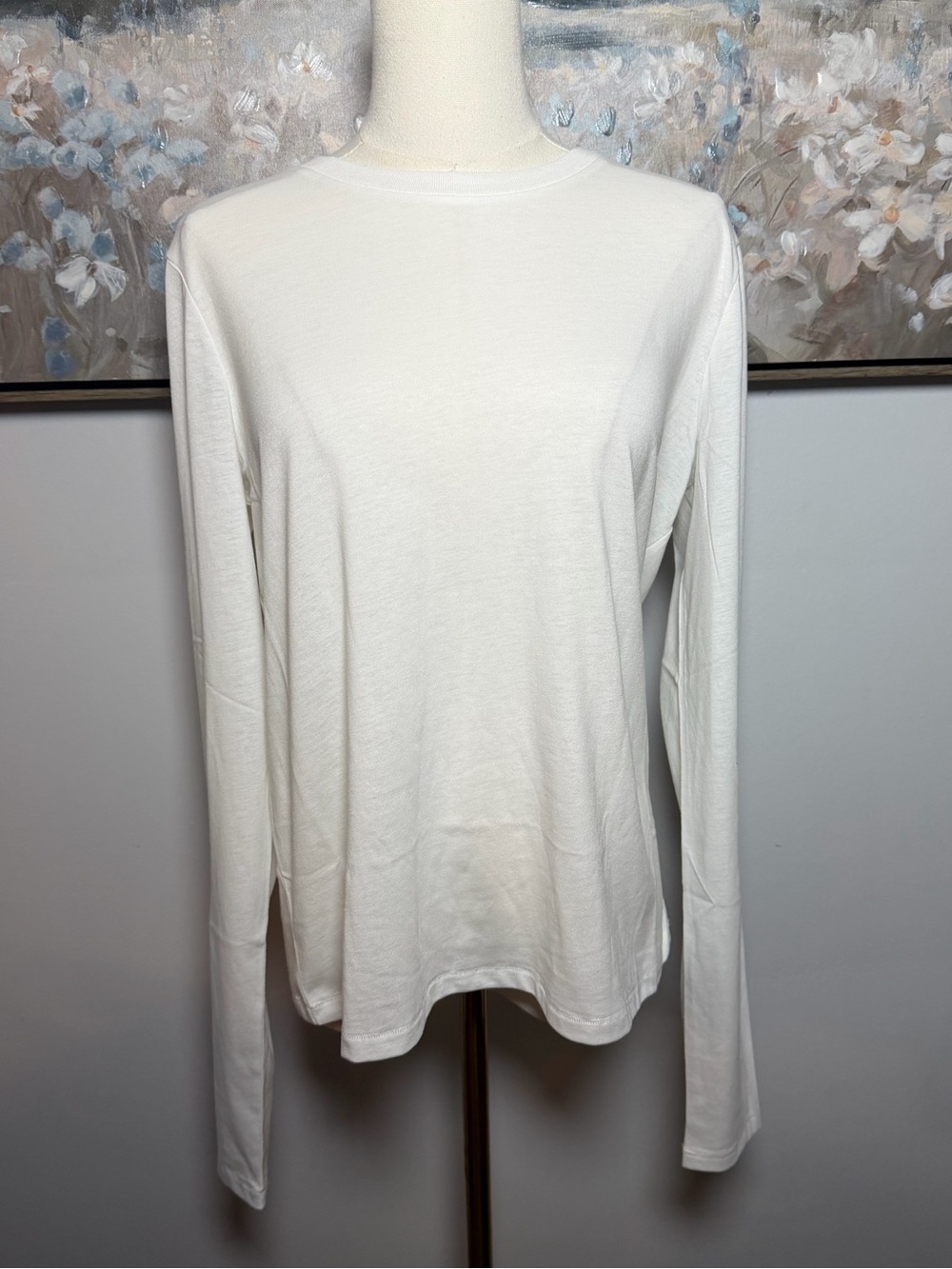 Skims Relaxed Tees Long Sleeve T-Shirt in Snow Size Small NWT